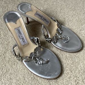 Jimmy Choo Metallic Silver Heeled Sandals